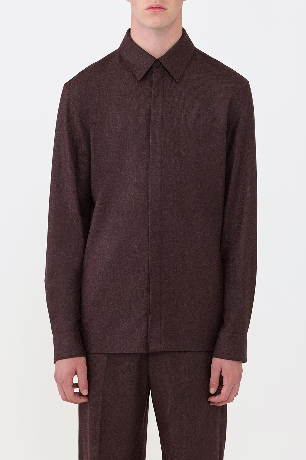 Abbe Shirt in Burnt Sienna Virgin Wool Cashmere - 2