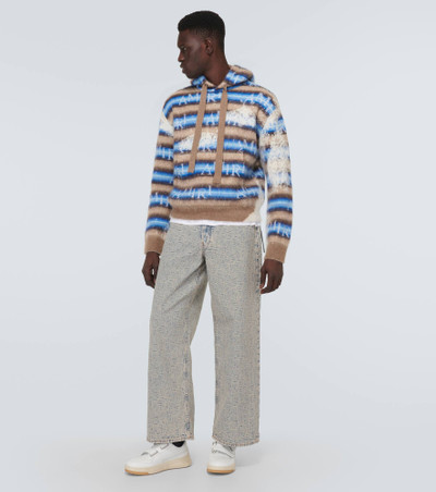 AMIRI Staggered Striped mohair and wool-blend hoodie outlook