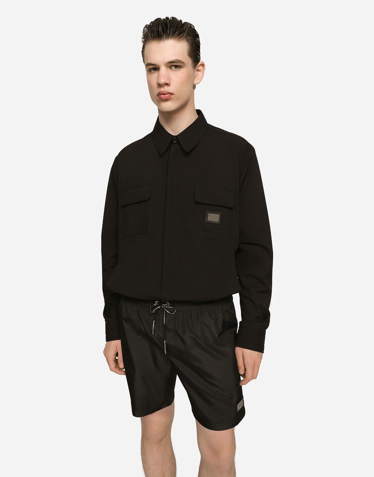 Nylon shirt with logo tag - 4