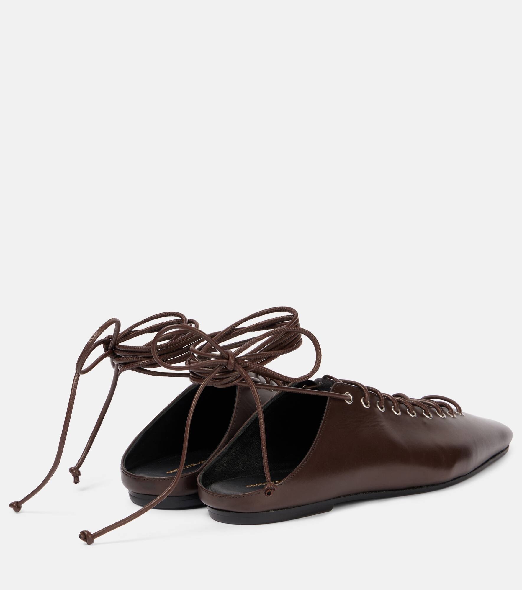 Leather lace-up flats - 2