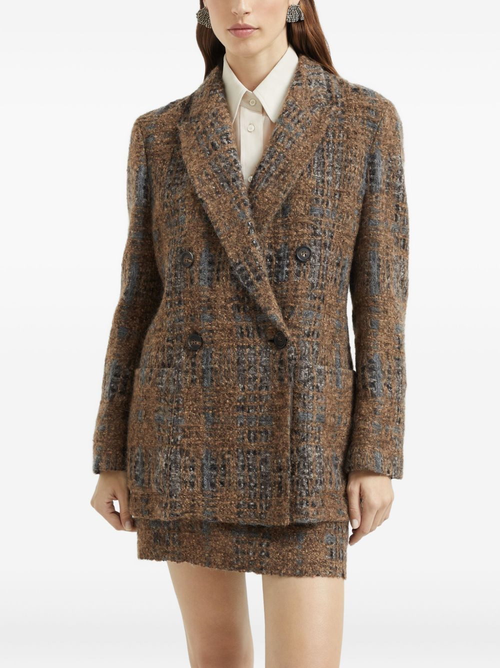double-breasted checked blazer - 3