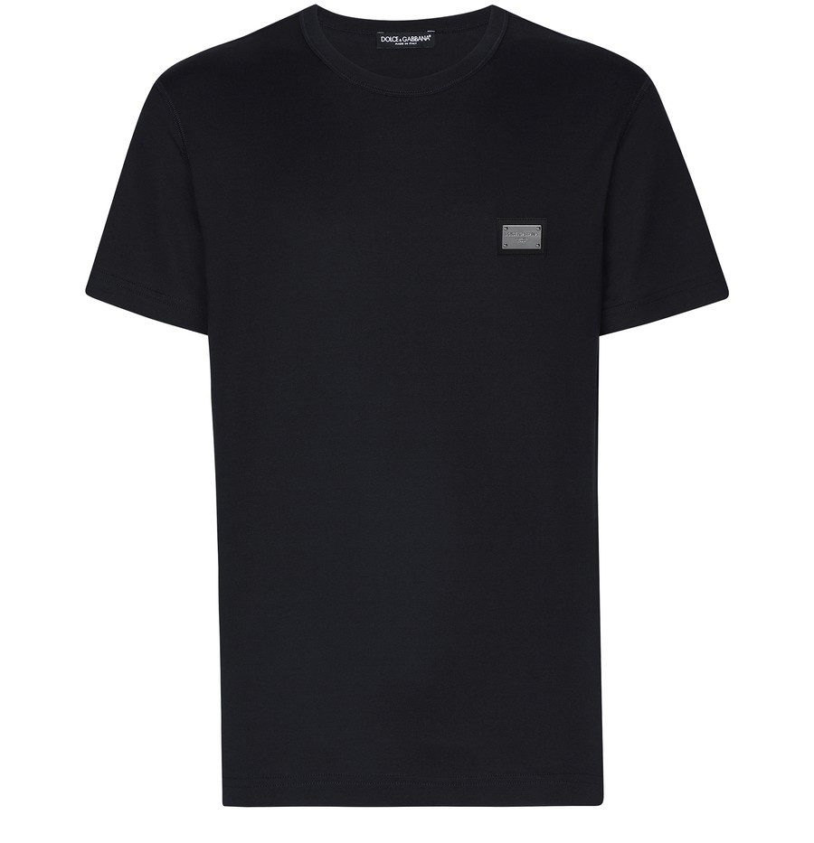 Dolce & Gabbana::Tシャツ:L[RESALE] DOLCE & GABBANA Cotton T-Shirt Top DG Logo Print Patch Black
