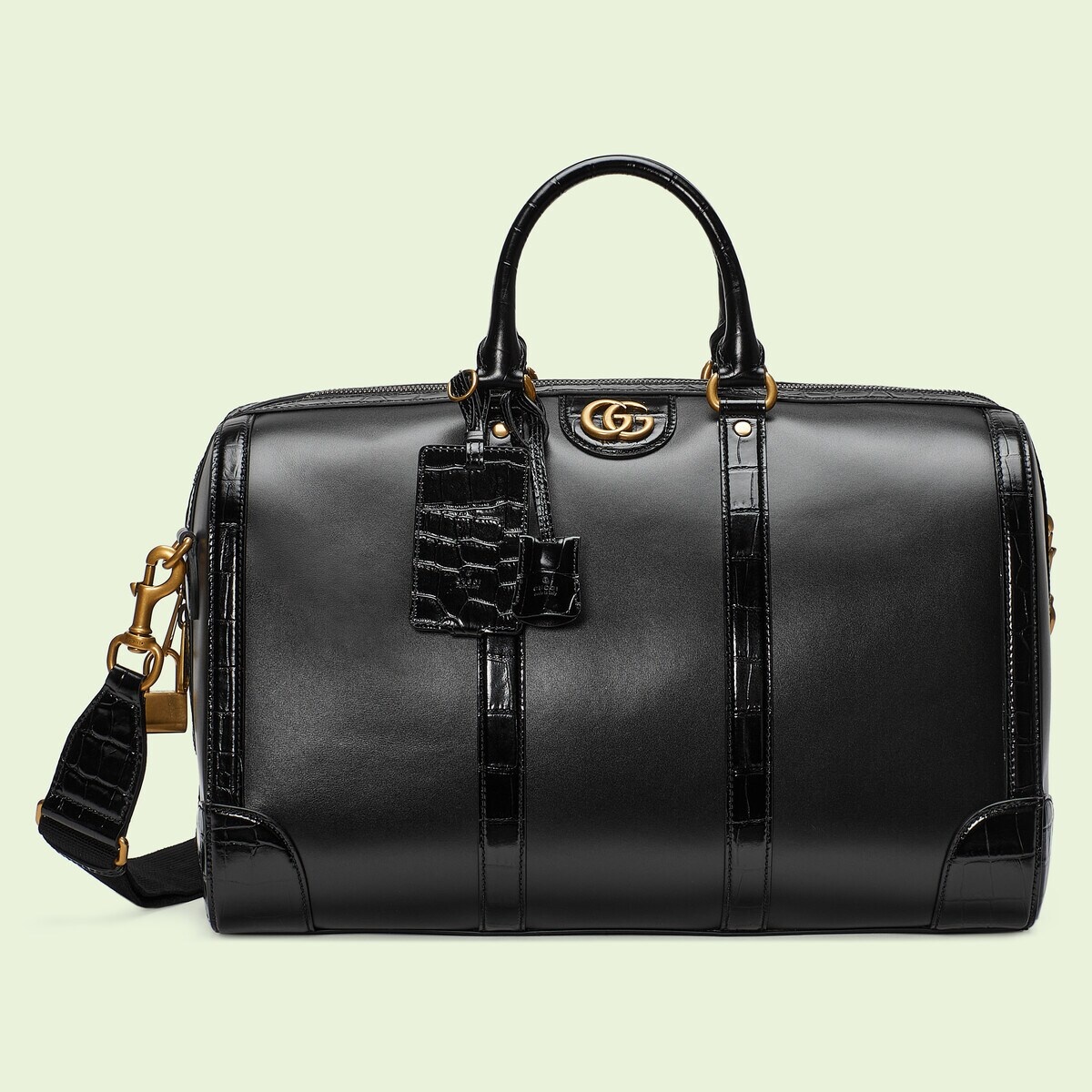 Crocodile trim duffle bag with Double G - 1