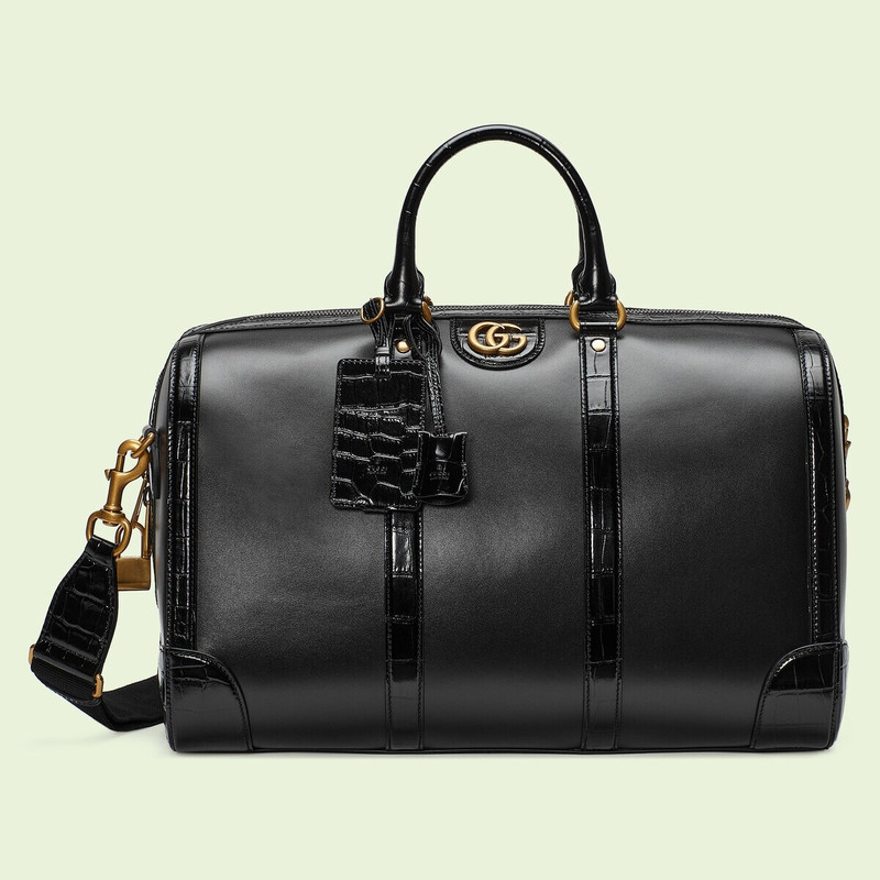 Crocodile trim duffle bag with Double G 1