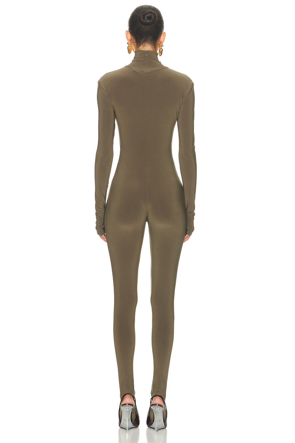 Long Sleeve Slim Fit Turtleneck Footie Catsuit - 4