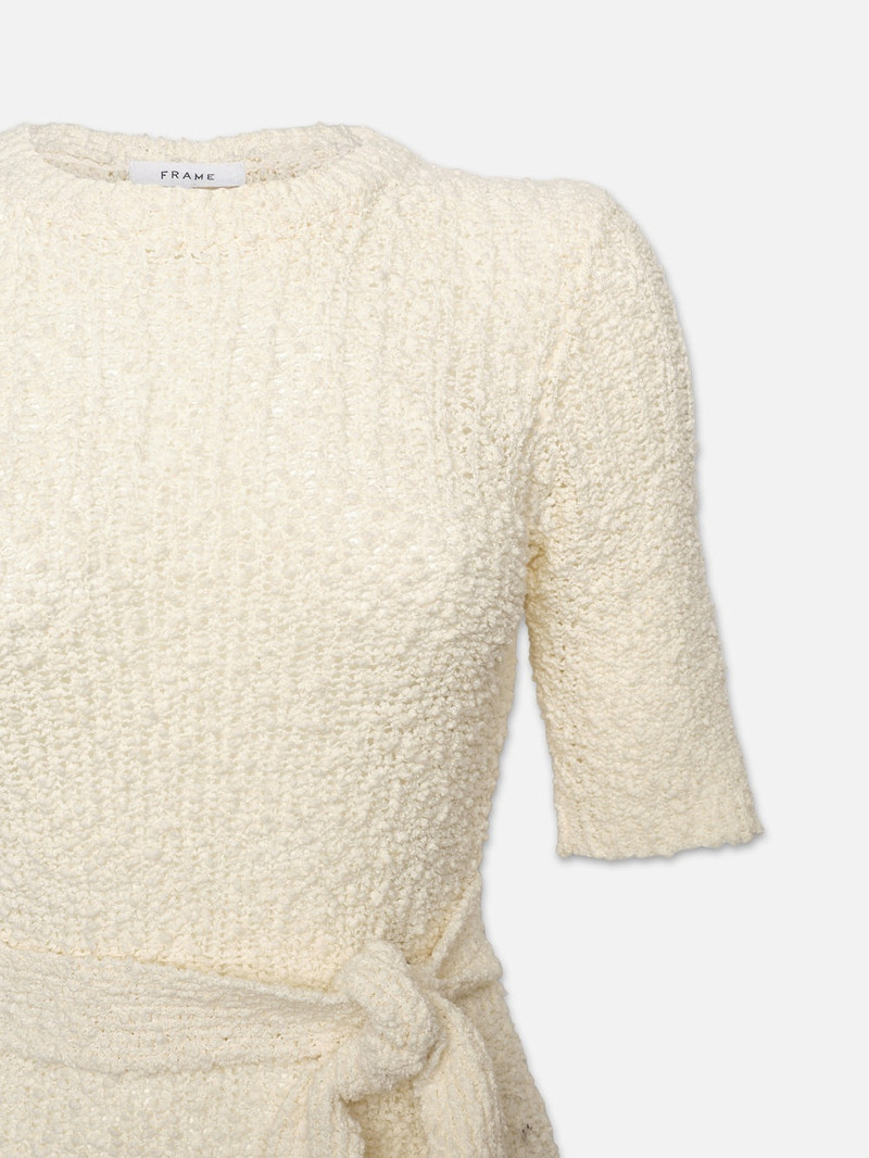 Mixed Stitch Sweater Dress in Cream 3