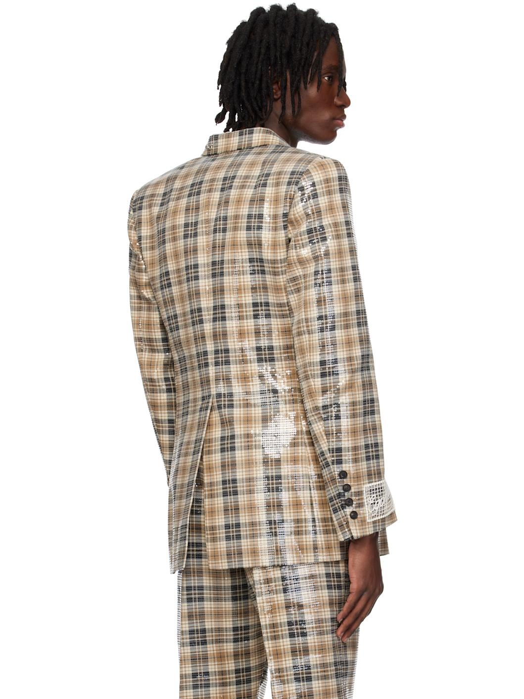 Beige Egonic Double Breasted Blazer - 3