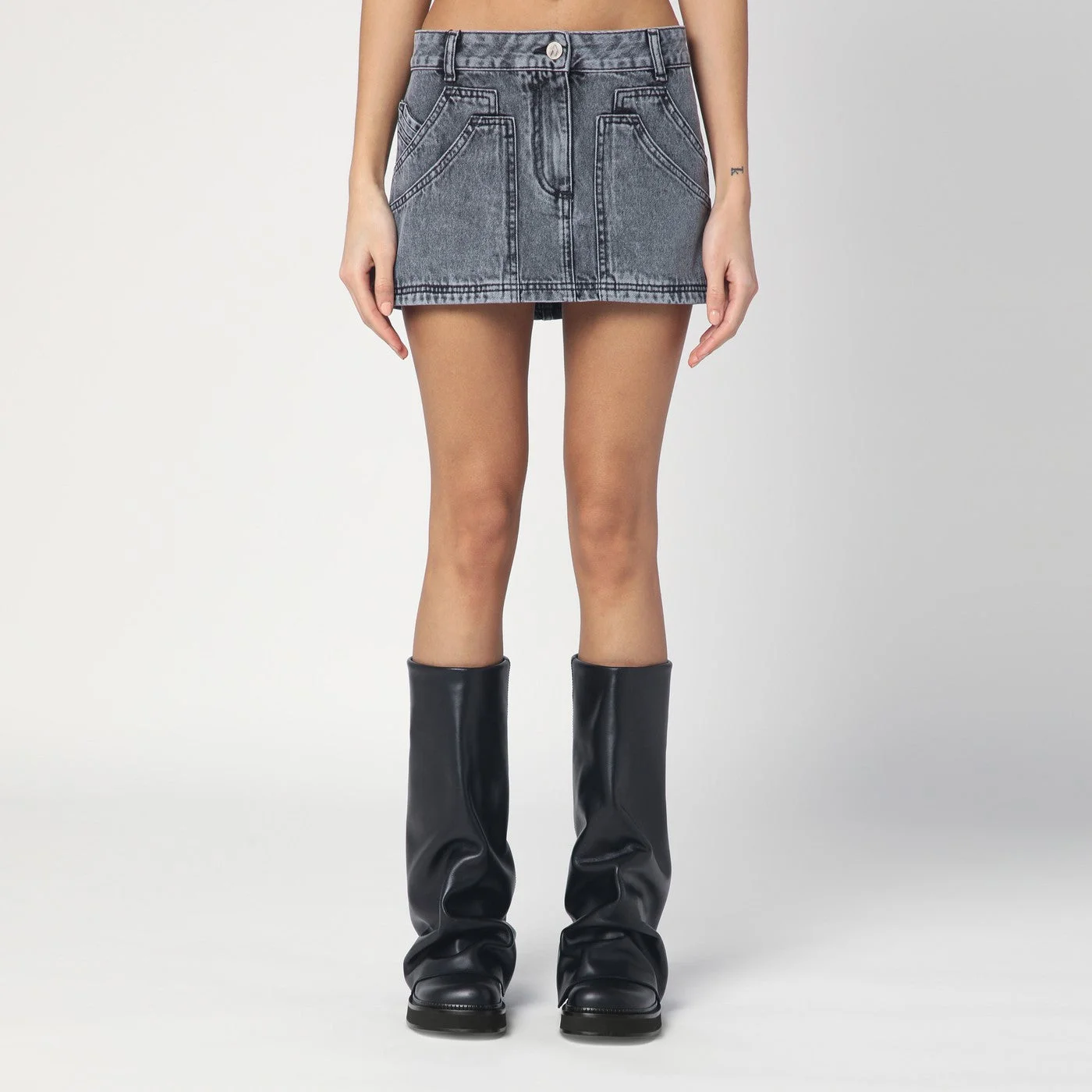 Black denim mini skirt - 1