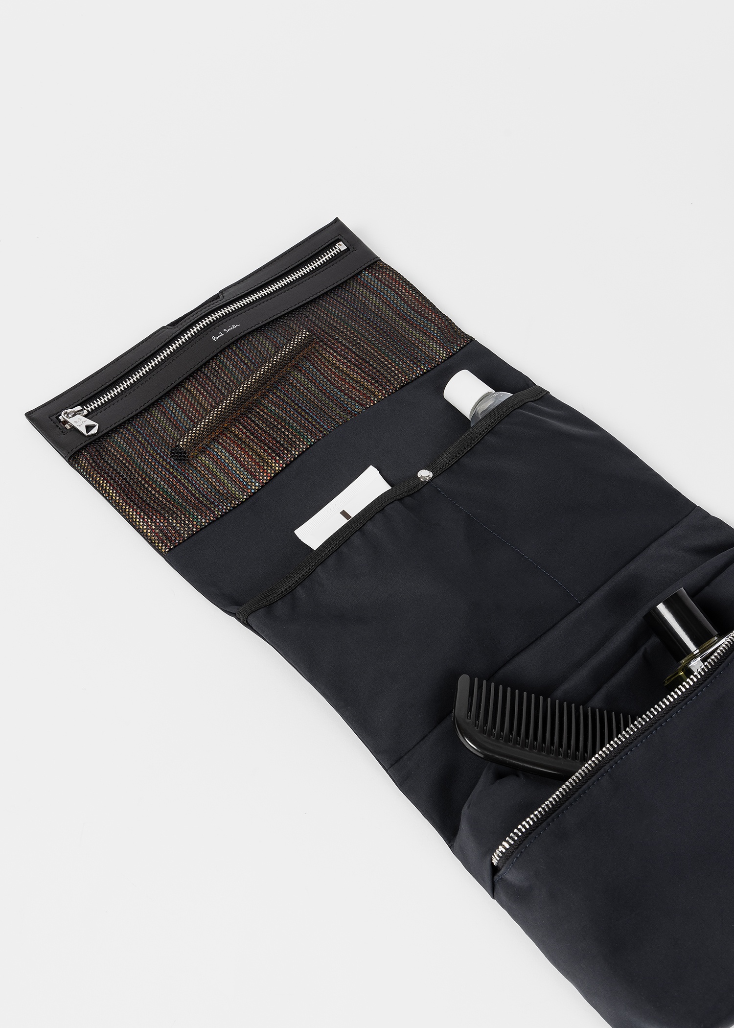 Navy Cotton-Blend Canvas Fold-Out Wash Bag - 2