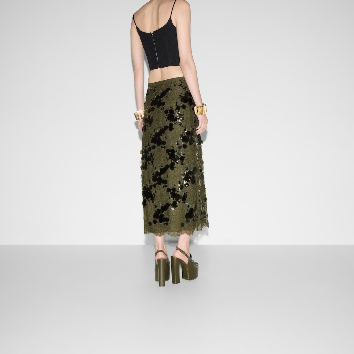Lace skirt with sequin embroidery - 4