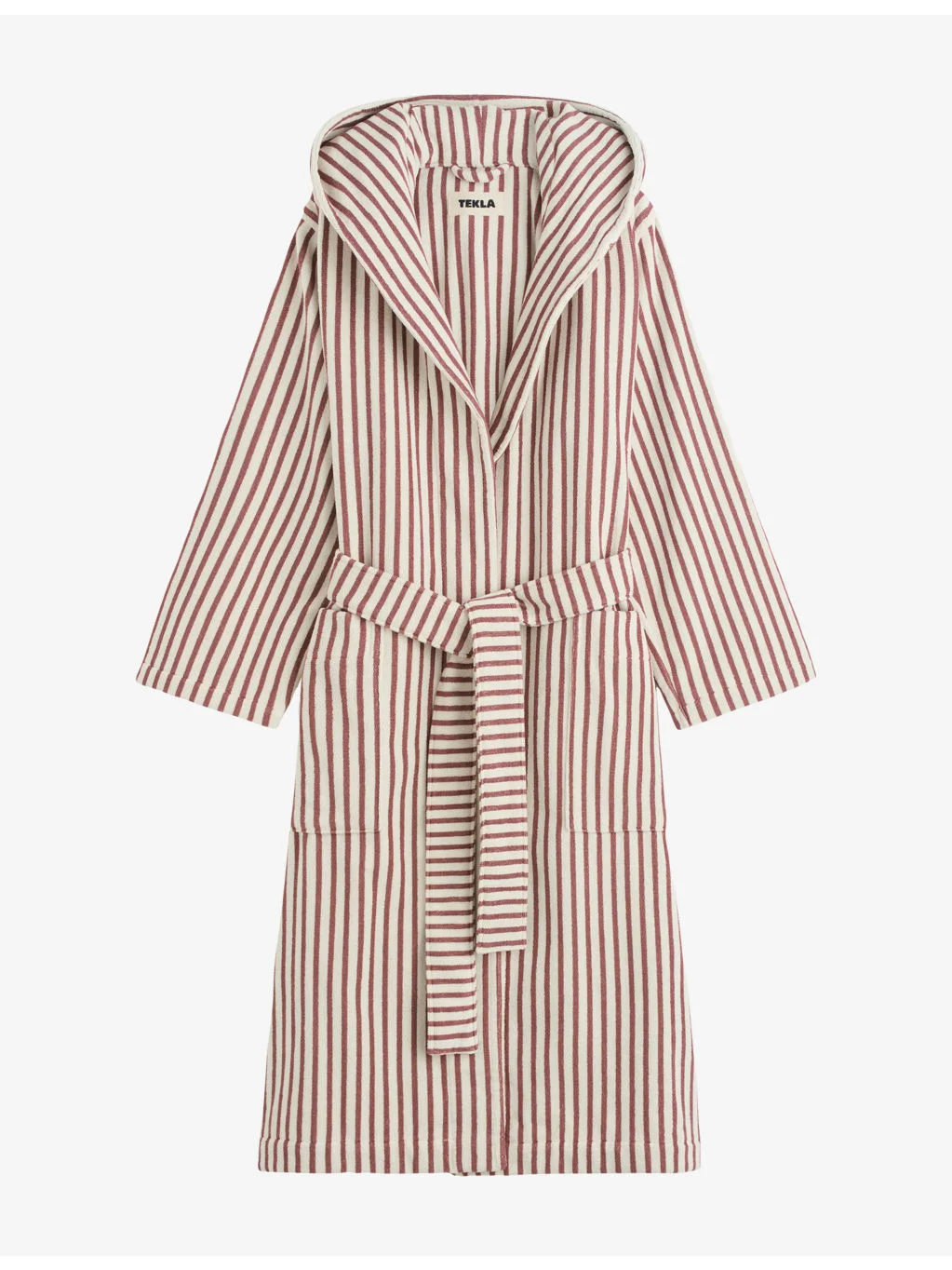 Hooded Striped Cotton-Towelling Bathrobe - 1