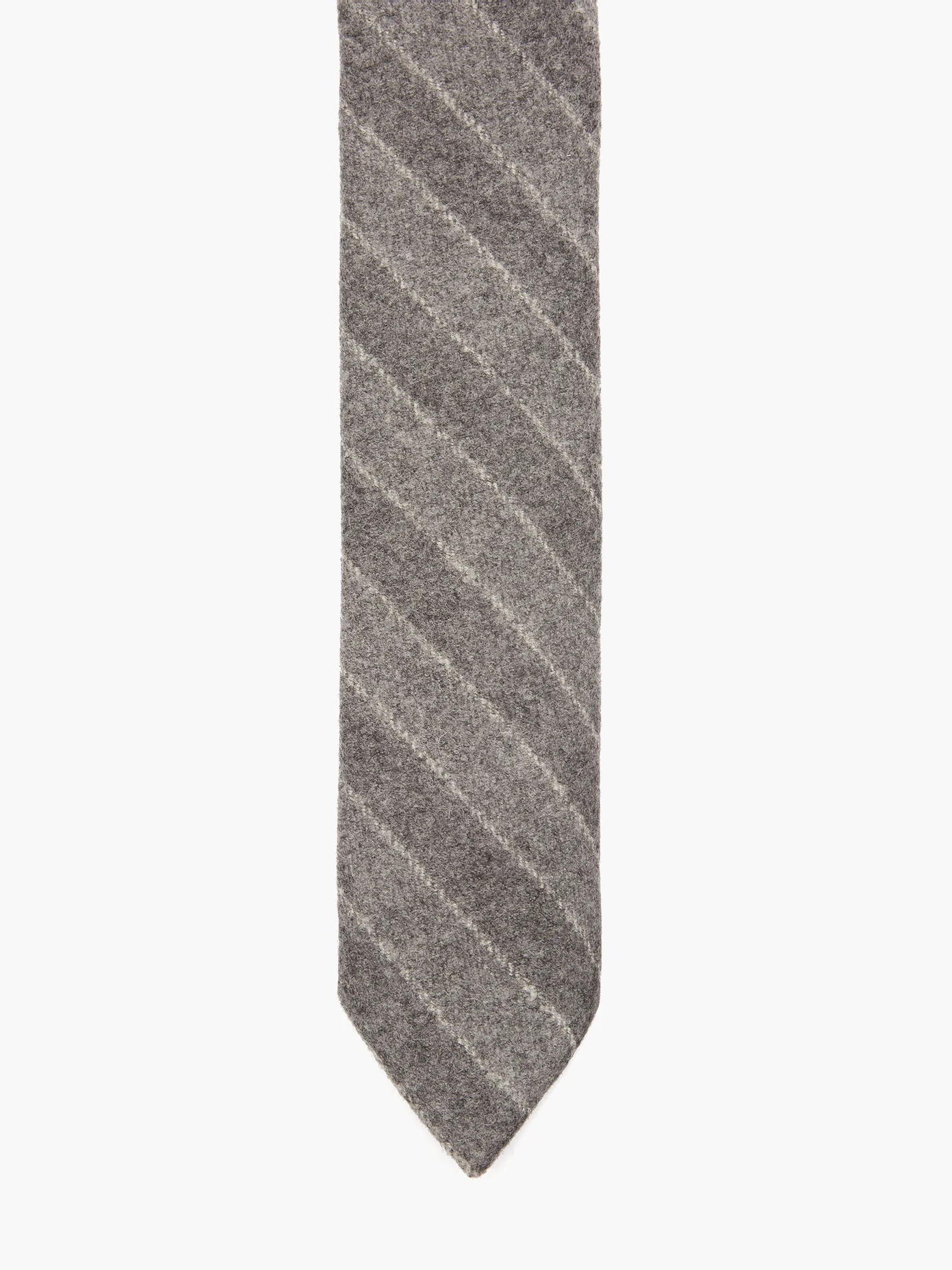 Chalk-stripe wool-blend flannel tie - 3