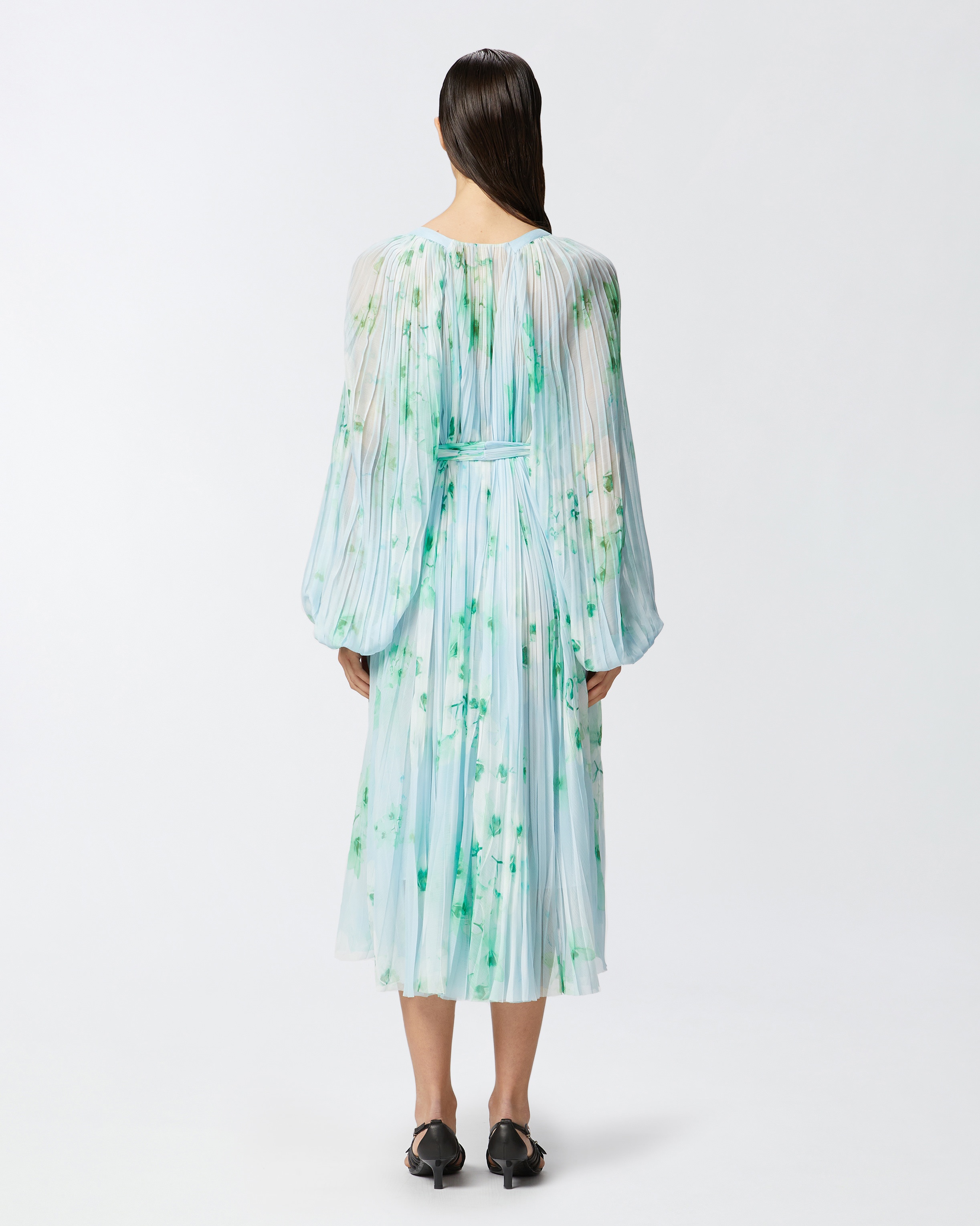 PLEATED MIDI DRESS WITH FLORAL PRINT - 4