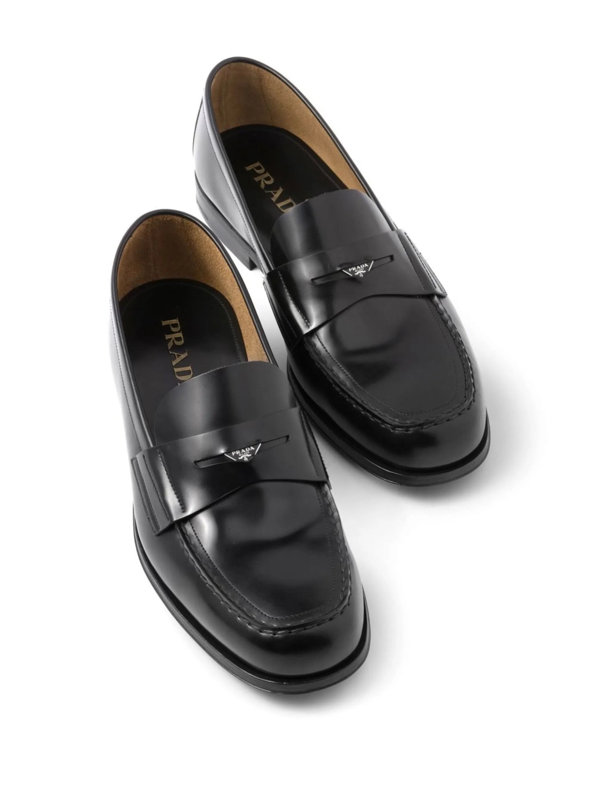 logo-plaque leather loafers - 4