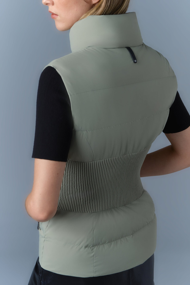 GISELA Stretch light down vest with stand collar 5