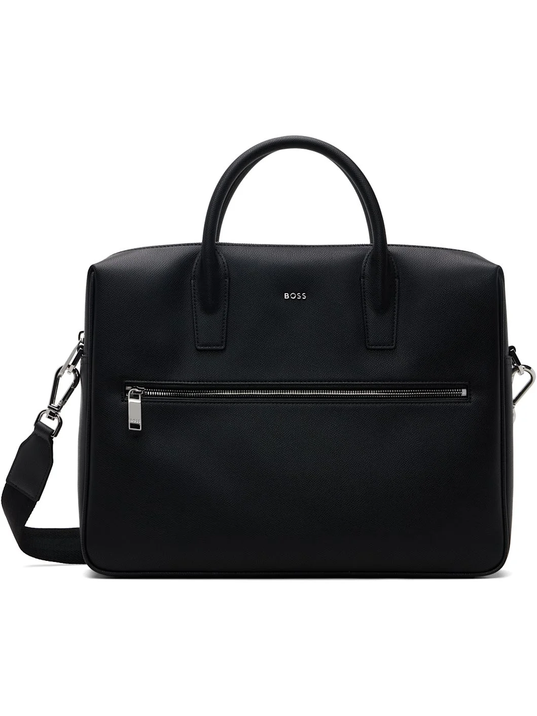 Black Logo Leather Document Briefcase - 1