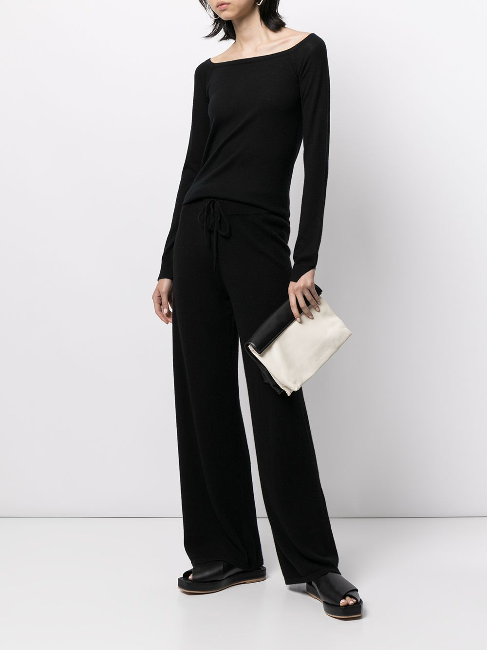 wide-leg cashmere track trousers - 2
