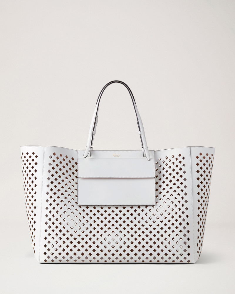 XL Perforated Tote White Perforated Leather 1