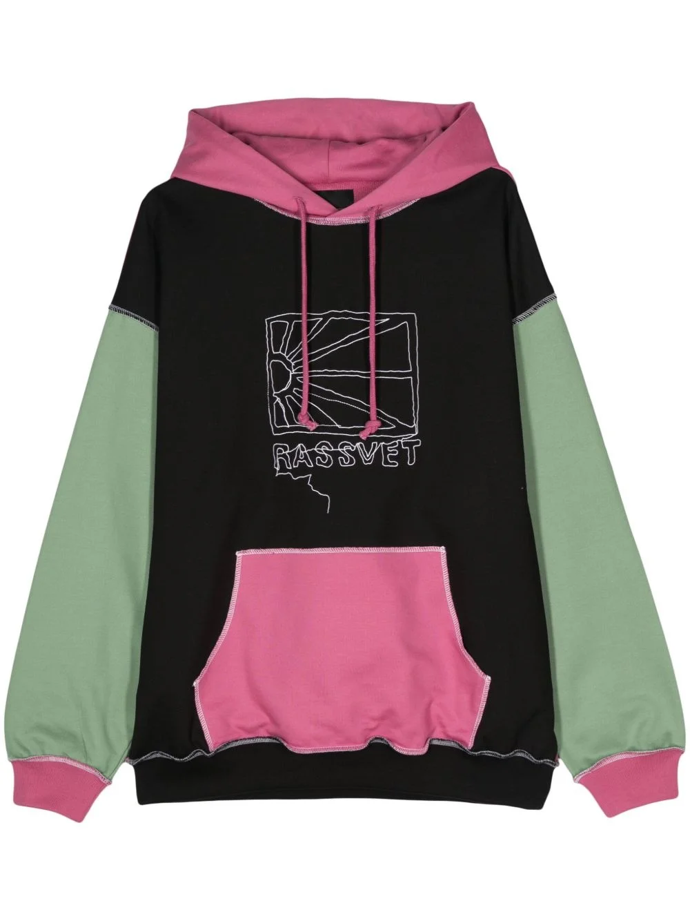 logo-embroidered cotton hoodie - 1