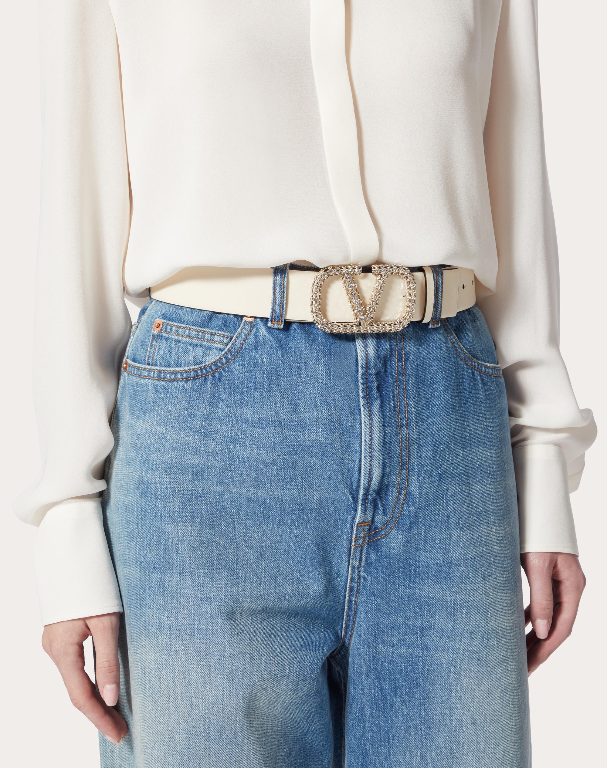 VLOGO SIGNATURE REVERSIBLE SHINY CALFSKIN BELT 40MM - 5
