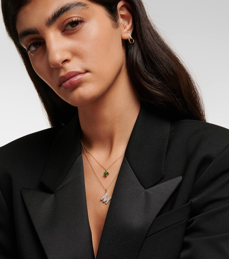 STONE AND STRAND Luckiest Clover 10kt gold necklace with emeralds outlook