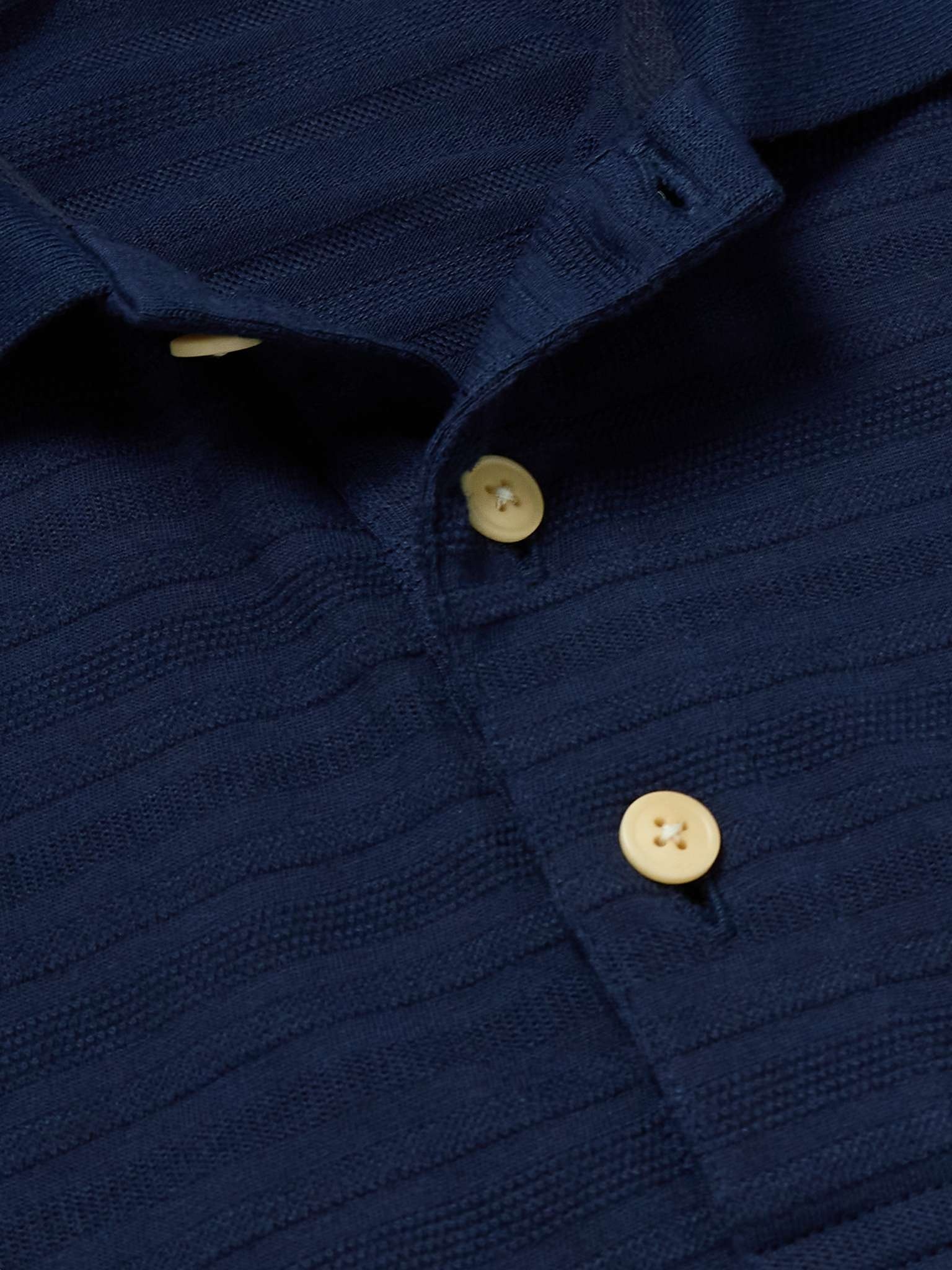 Glendale Ribbed-Knit Polo Shirt - 4