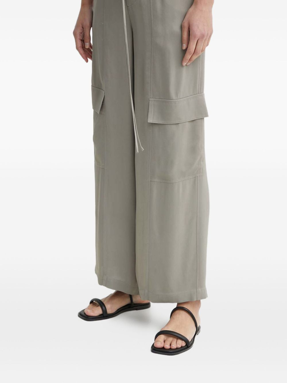 cargo pocket wide-leg trousers - 3