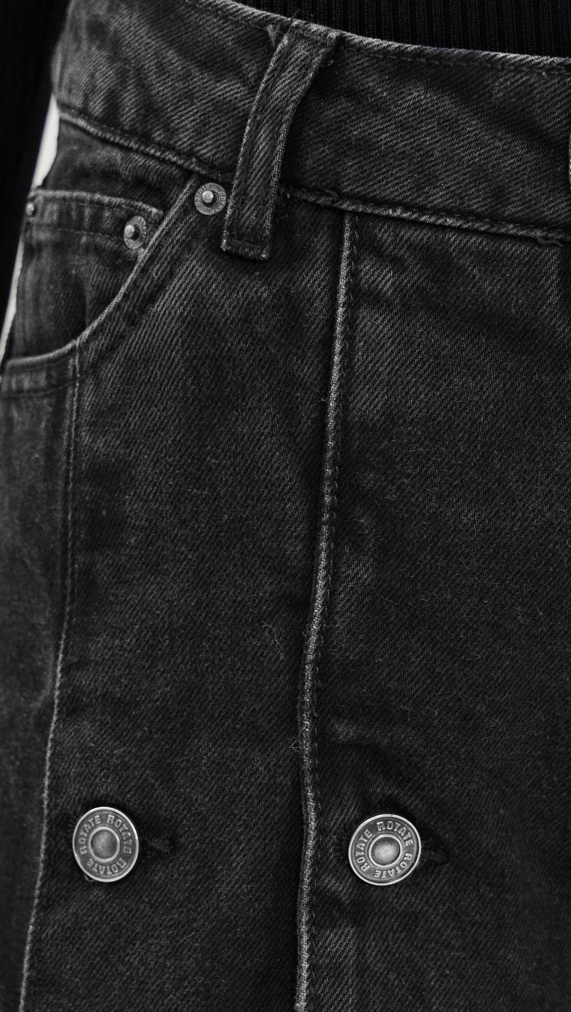 Button Detail Wide Jeans - 5