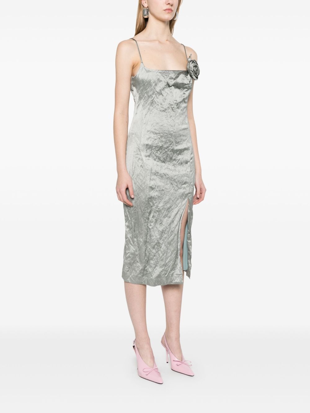 crinkled satin midi dress - 3