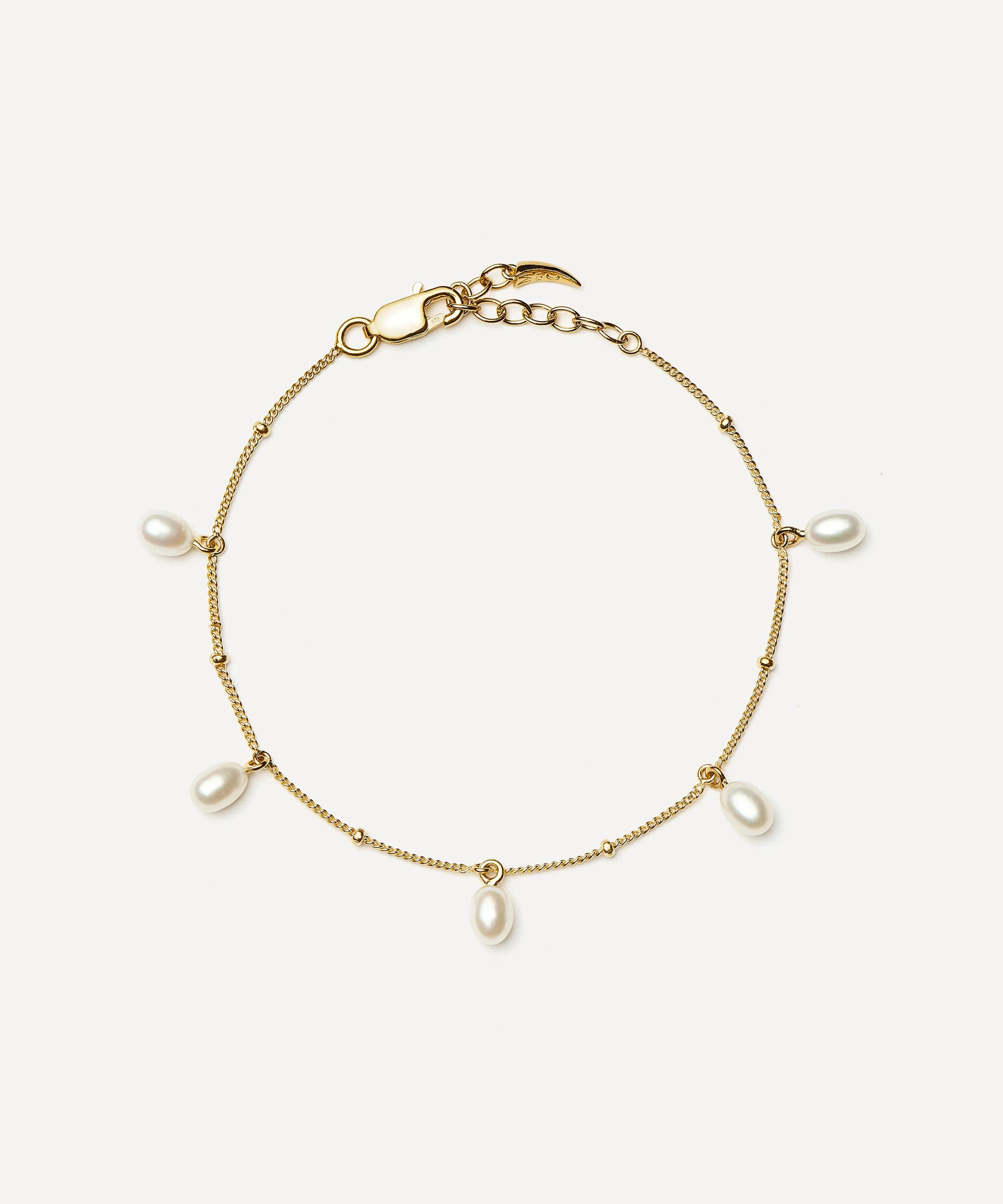 18ct Gold-Plated Vermeil Silver Baya Baroque Pearl Chain Bracelet - 1