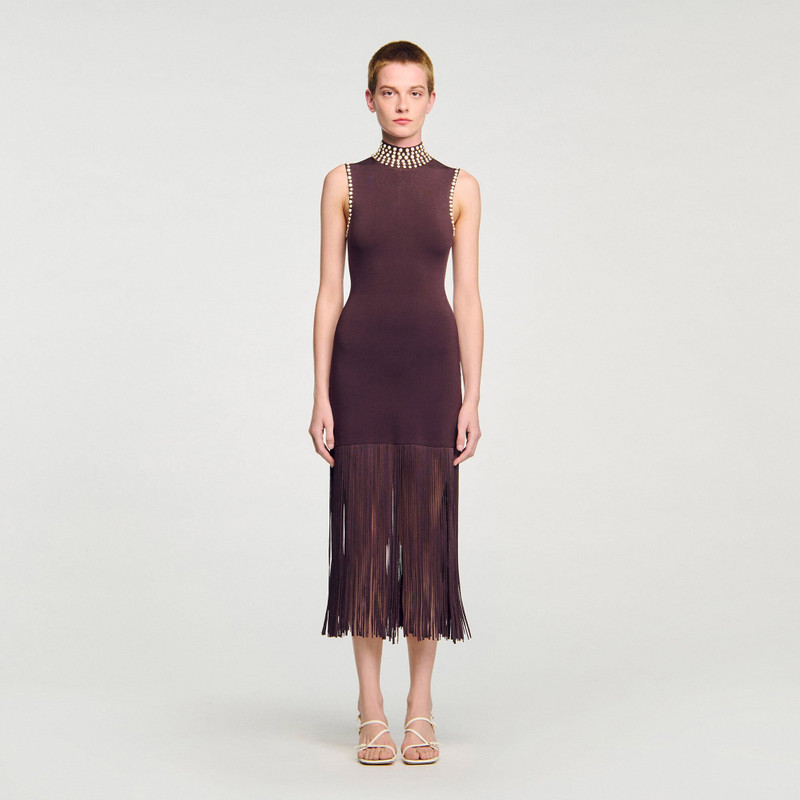 Sandro FRINGED KNIT MAXI DRESS outlook