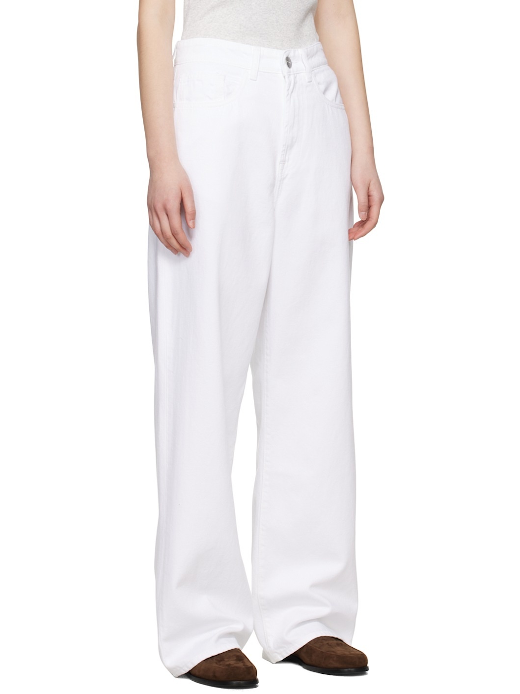White Low-Waist Wide-Leg Jeans - 2