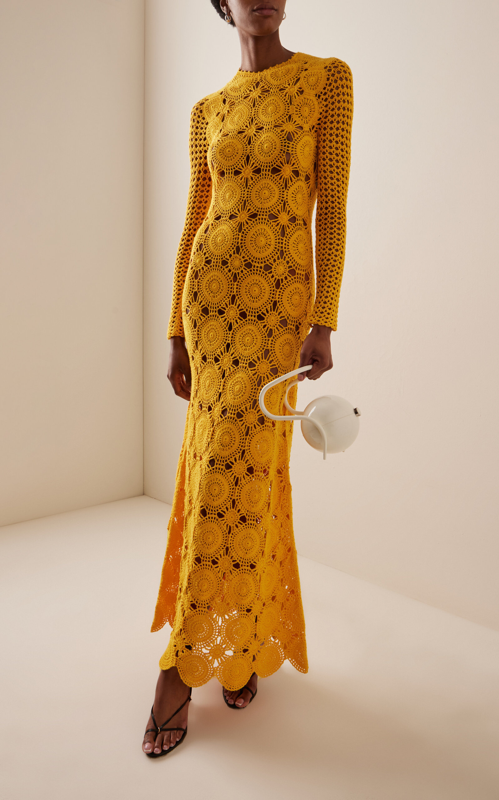 Siula Crocheted Cotton Maxi Dress yellow - 4