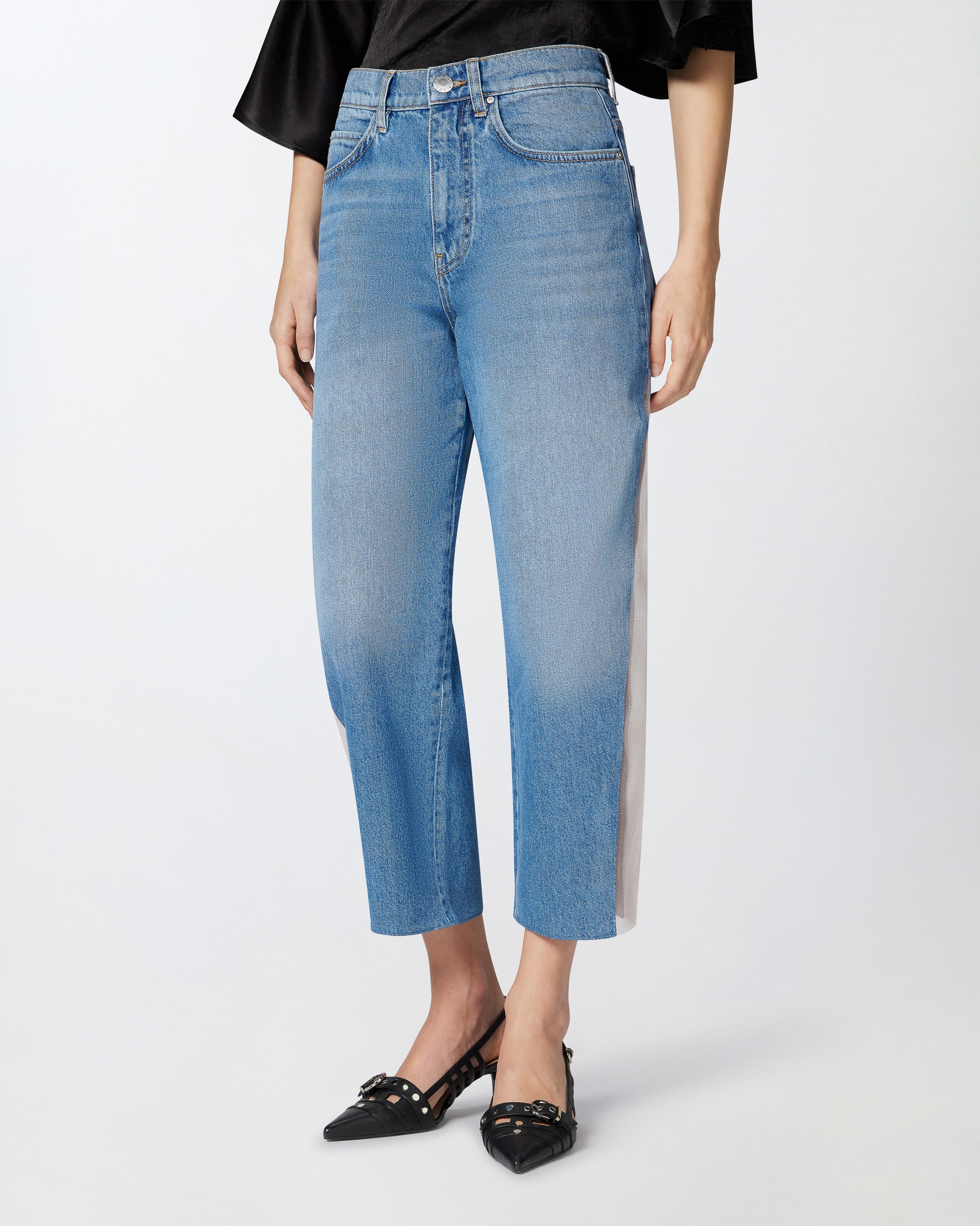 MOM-FIT JEANS WITH TRANSPARENT ORGANZA INSERTS - 3