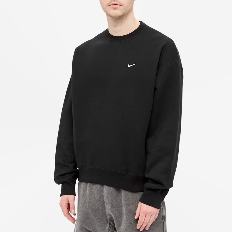 Nike Nike Solo Swoosh Fleece Solid Color Logo Embroidered Long Sleeves Unisex Black CV0554-010 outlook