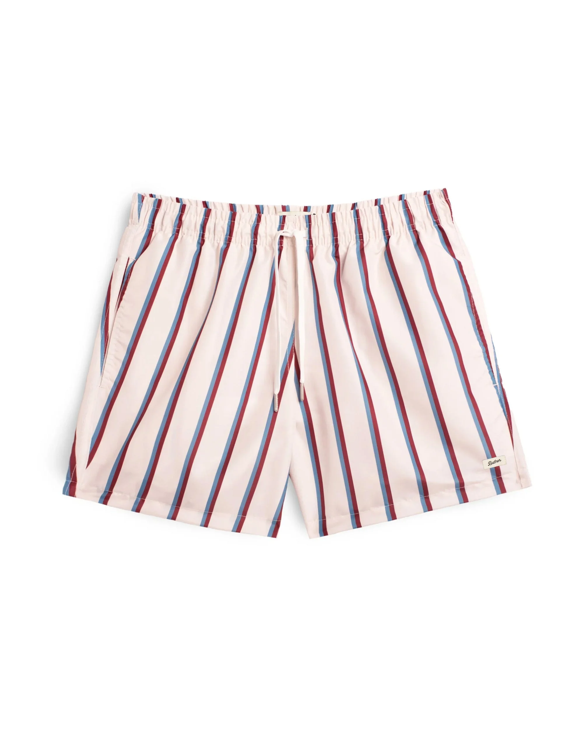 Red & Blue Fine Stripe Swim Trunk - 1