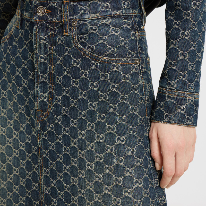 GG cotton denim jacquard skirt 4