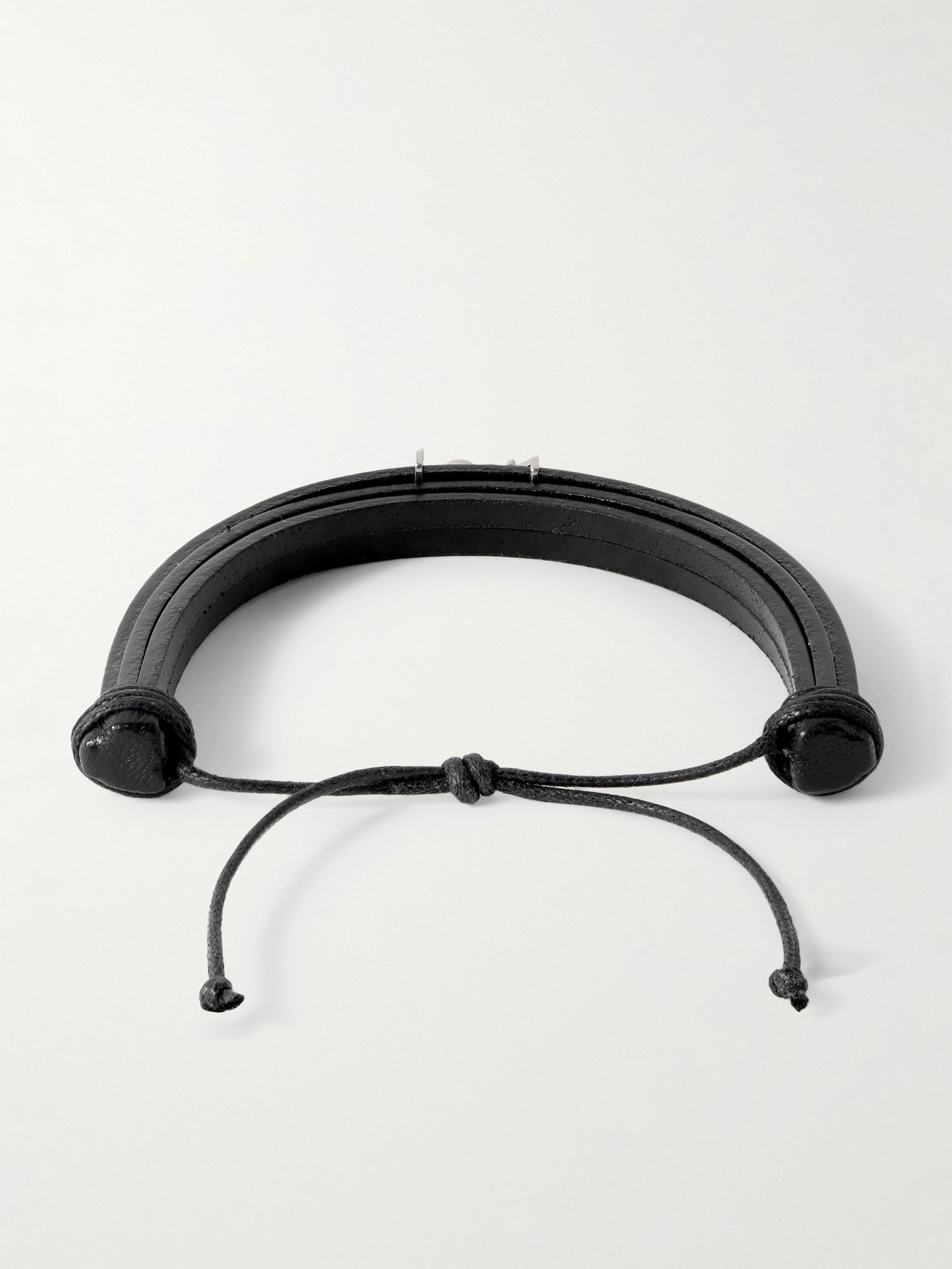Cassandre Logo-Embellished Leather Bracelet Black - 3