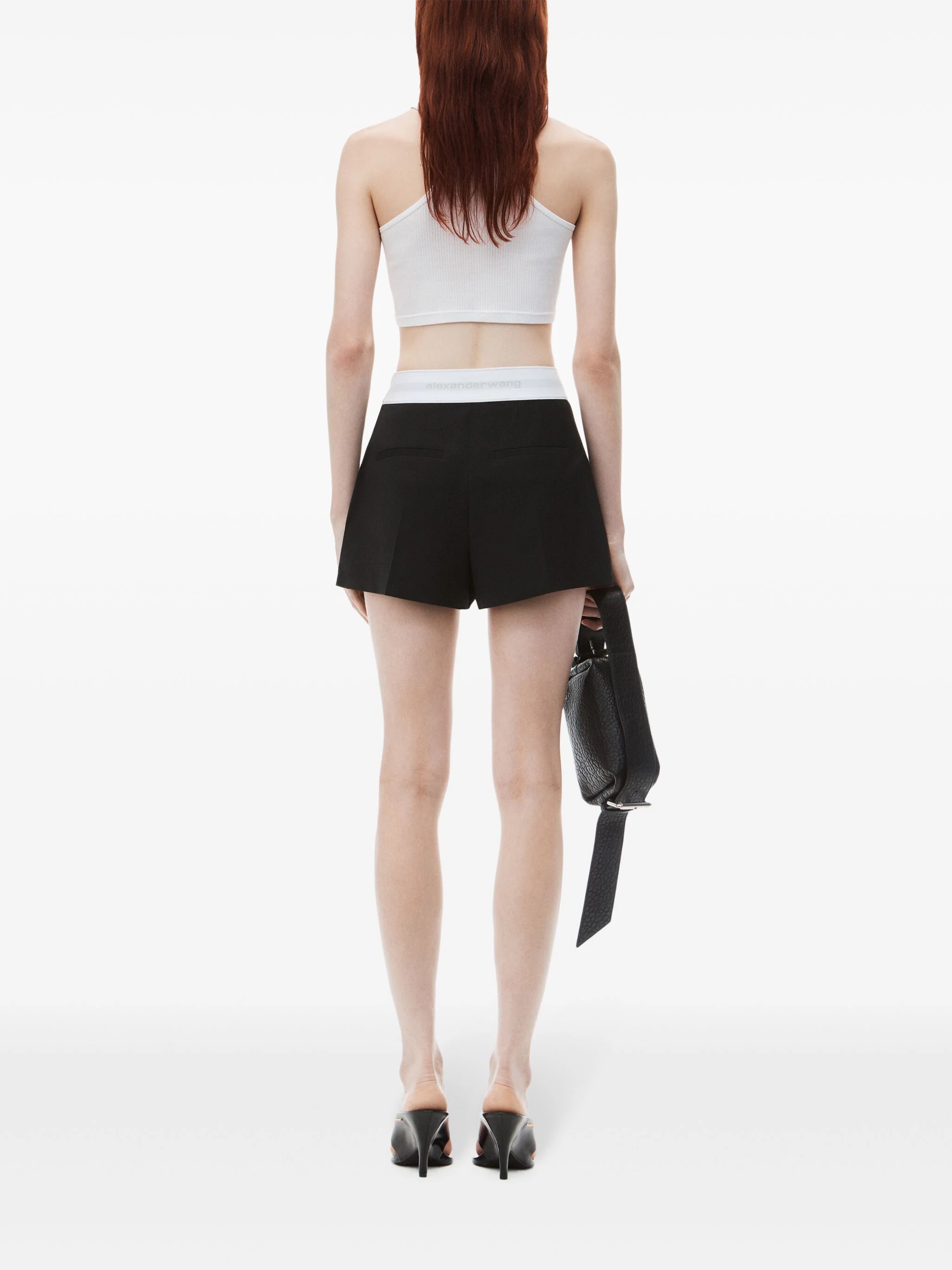 ALEXANDER WANG Women High Waisted Pleated Short With Logo Elastic - 5