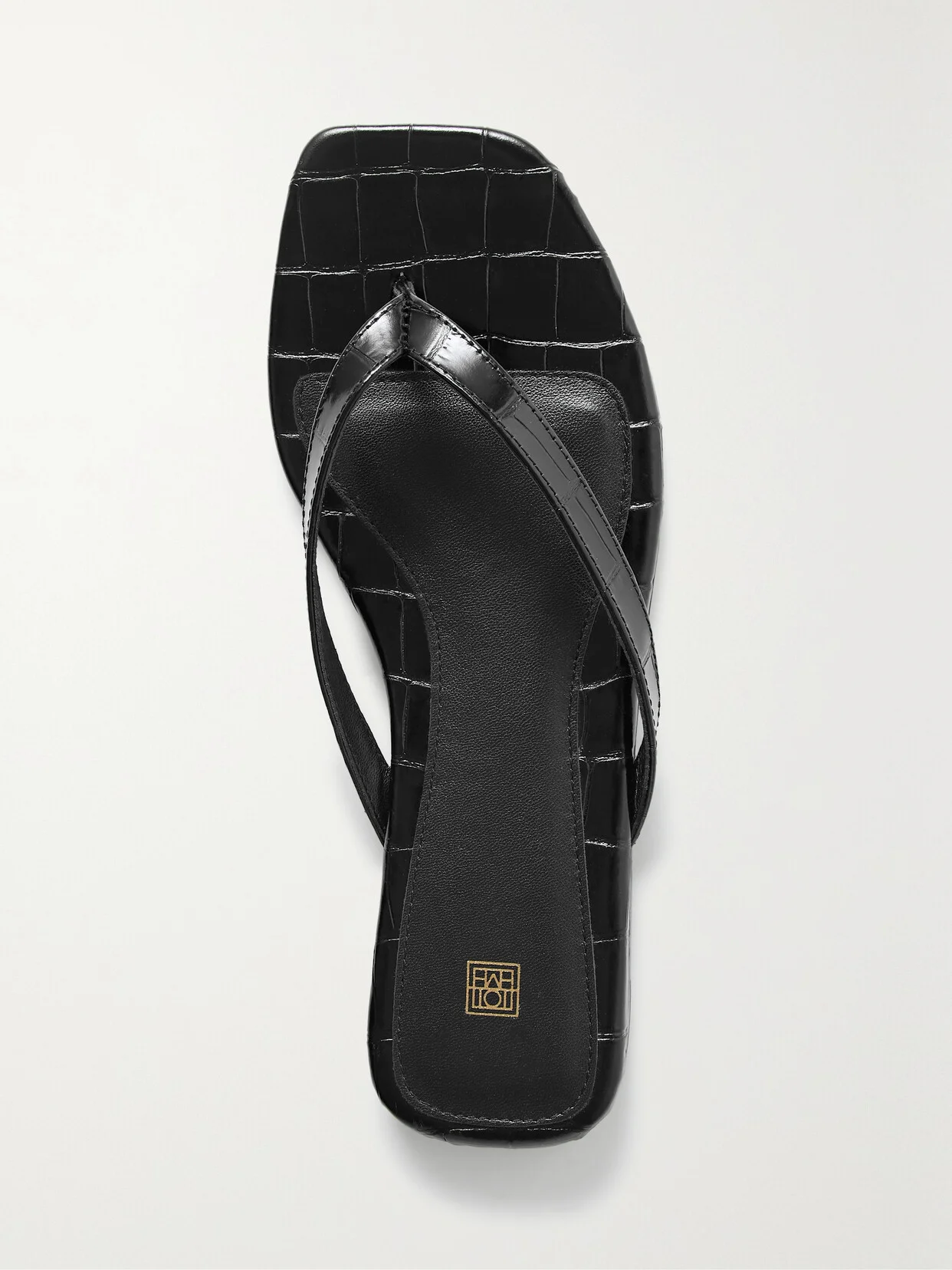 Croc-effect Leather Flip Flops - 1