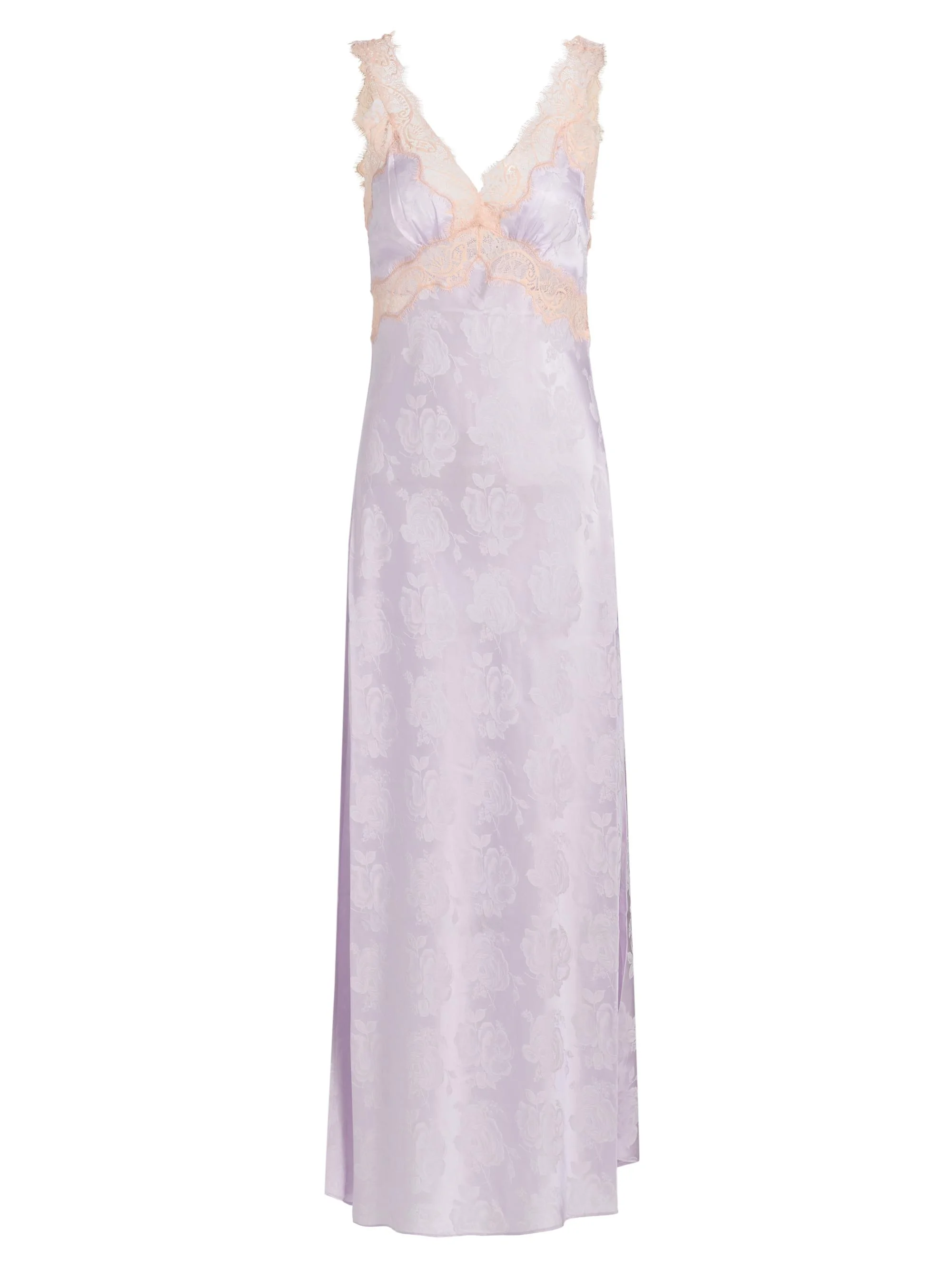 Women's Bryn Floral Lace-Trim Satin Maxi Dress - Hydrangea - 1
