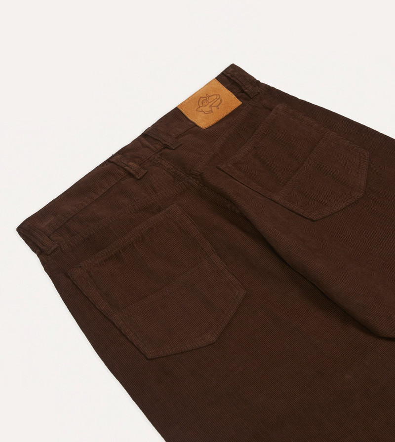 Brown Japanese Selvedge Needlecord Five-Pocket Trousers 5