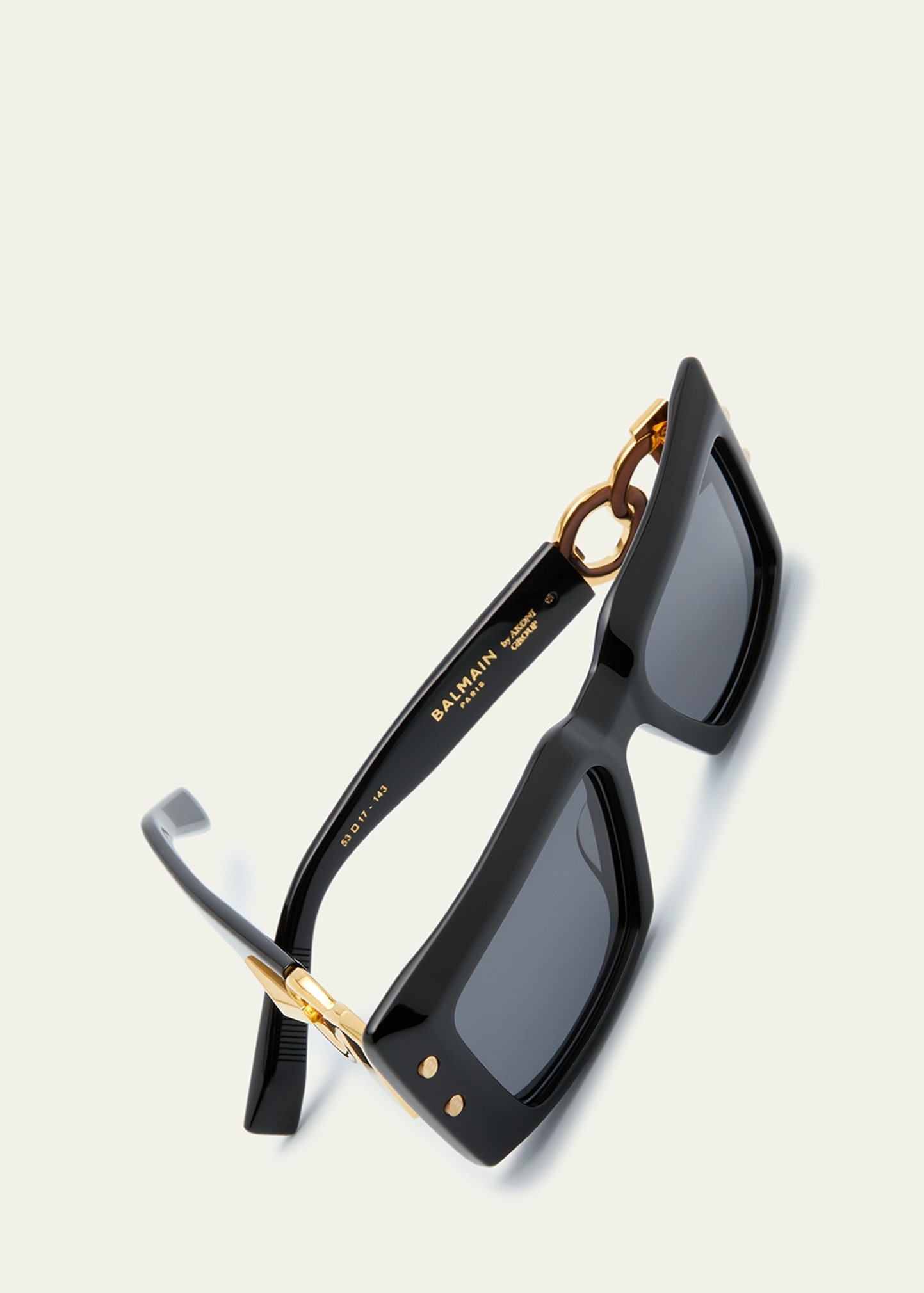 Imperial Black Acetate & Titanium Rectangle Sunglasses - 5