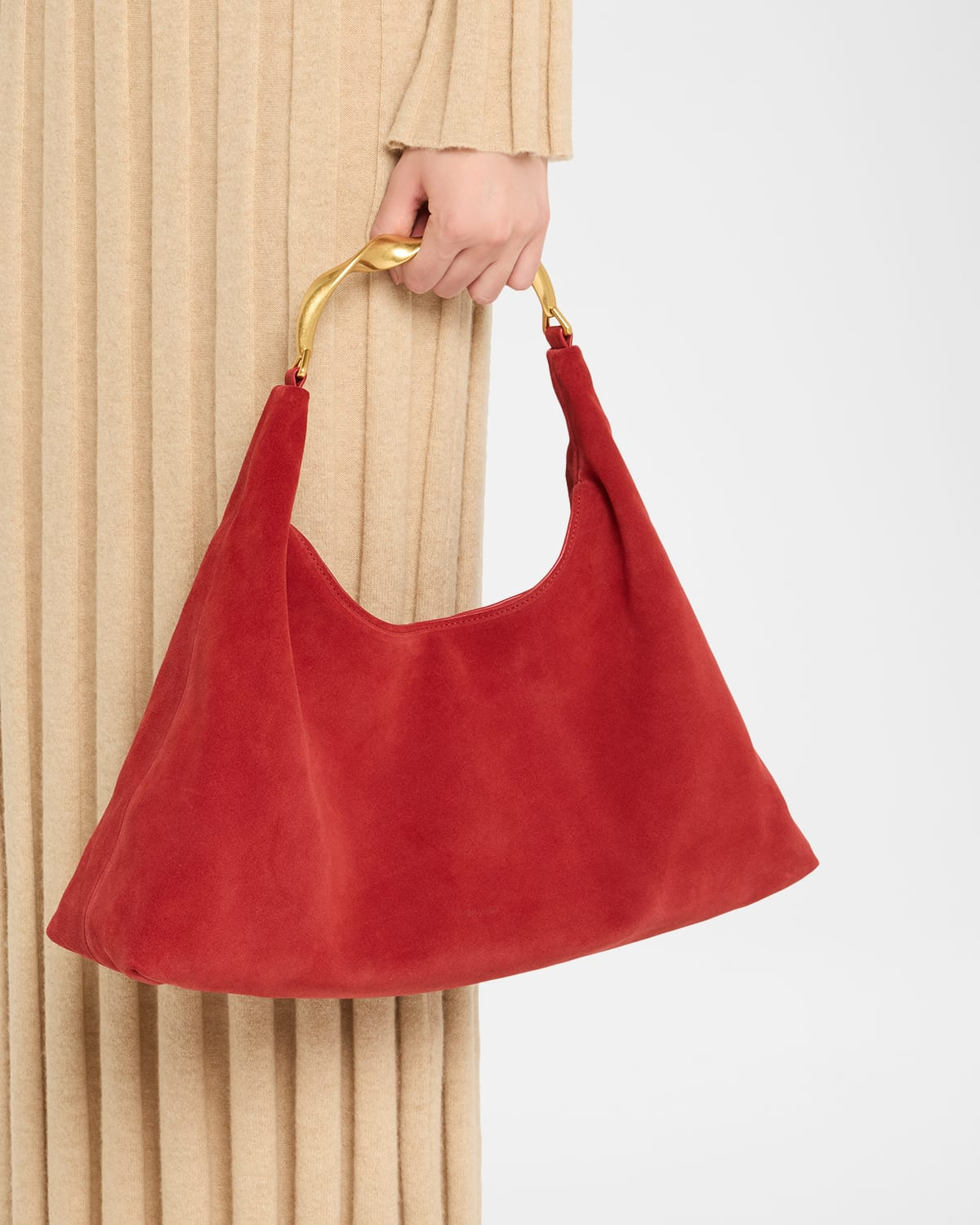 Nixi Suede Twist-Handle Hobo Bag - 2