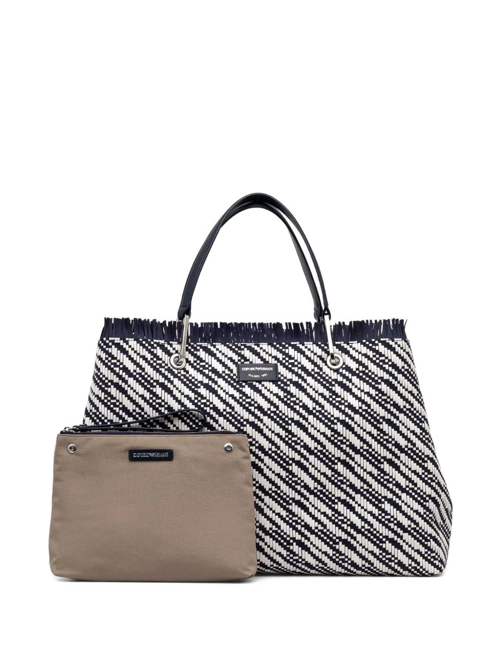 fringed woven tote bag - 1