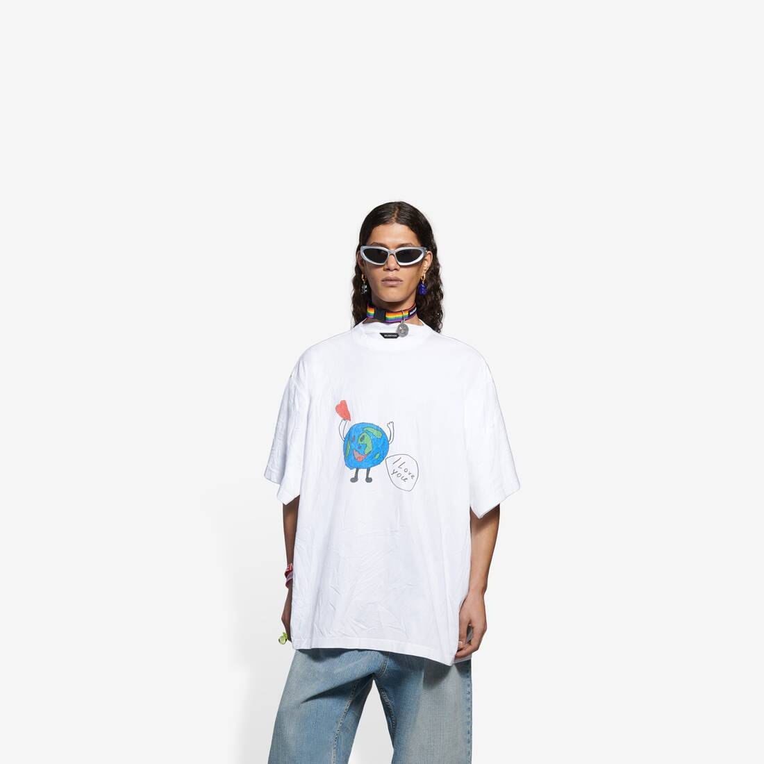 Love Earth Flatground Large Fit T-shirt in White - 3