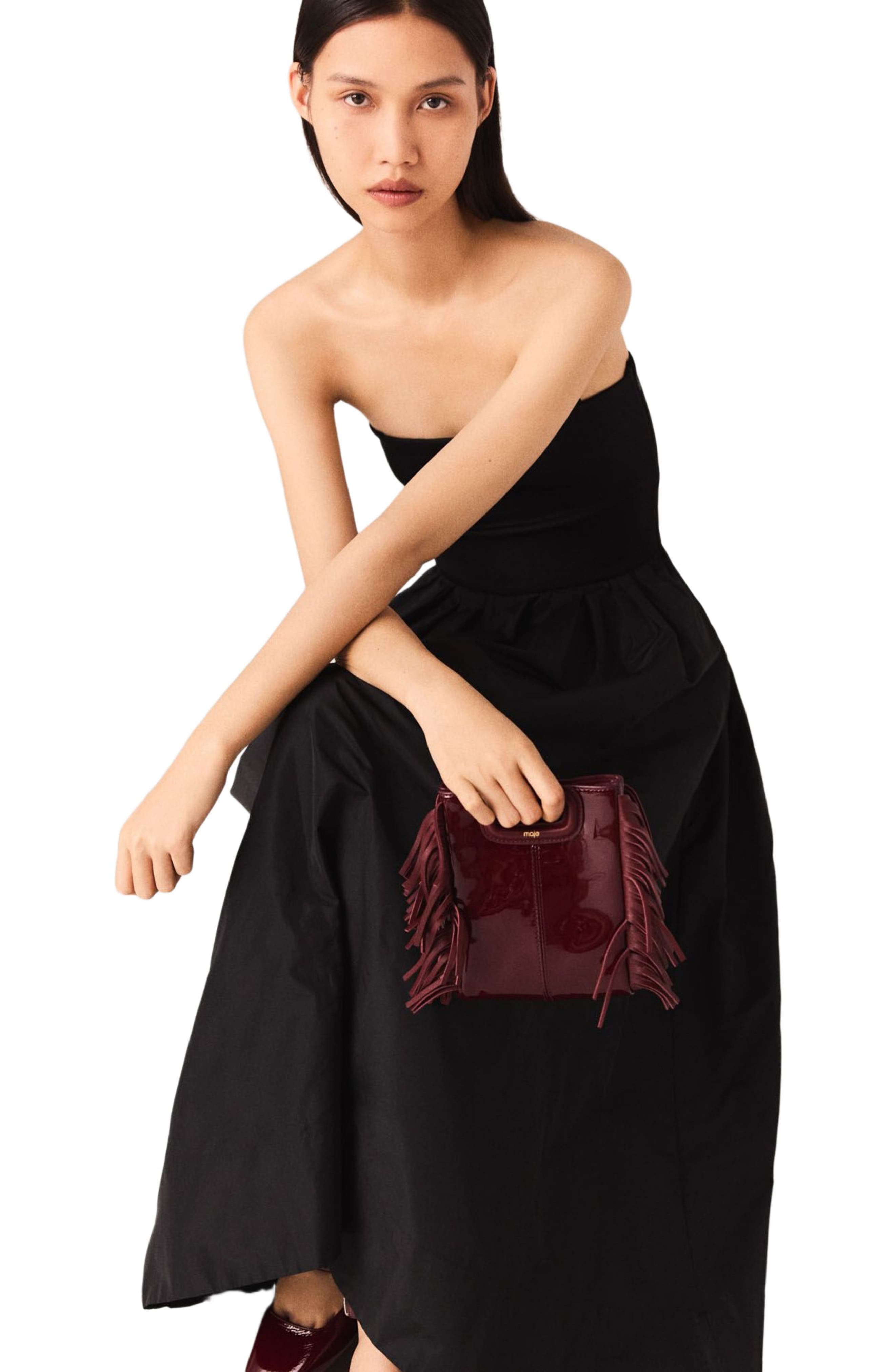 maje Strapless mesh and taffeta dress in Black at Nordstrom - 5