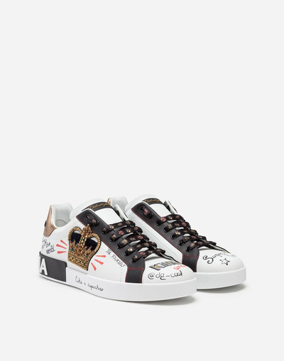 Dolce & Gabbana Portofino sneakers in printed nappa calfskin with patch outlook