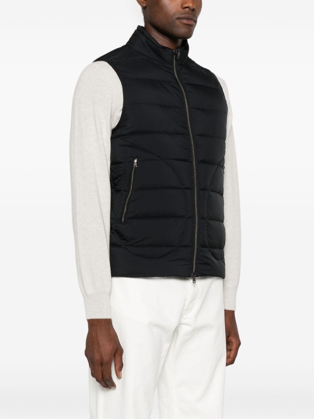 zip-up quilted down gilet - 3