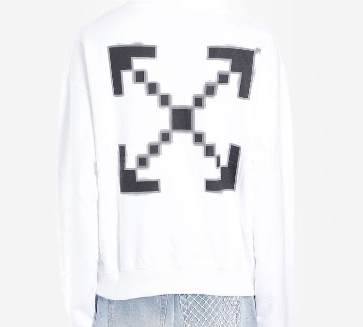 Men's Off-White Printed Logo Arrow Hooded Long Sleeves White OMBB037F19E300070110 - 6